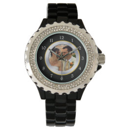 Zwart Chrome Keepsake Fotosjabloon Horloge