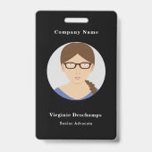 Zwart Cirkel Foto Medewerker Badge (Voorkant)