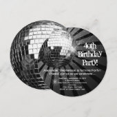 Zwart Cirkel Ronde Disco Bal 40e Verjaardagsfeestj Kaart (Voorkant / Achterkant)