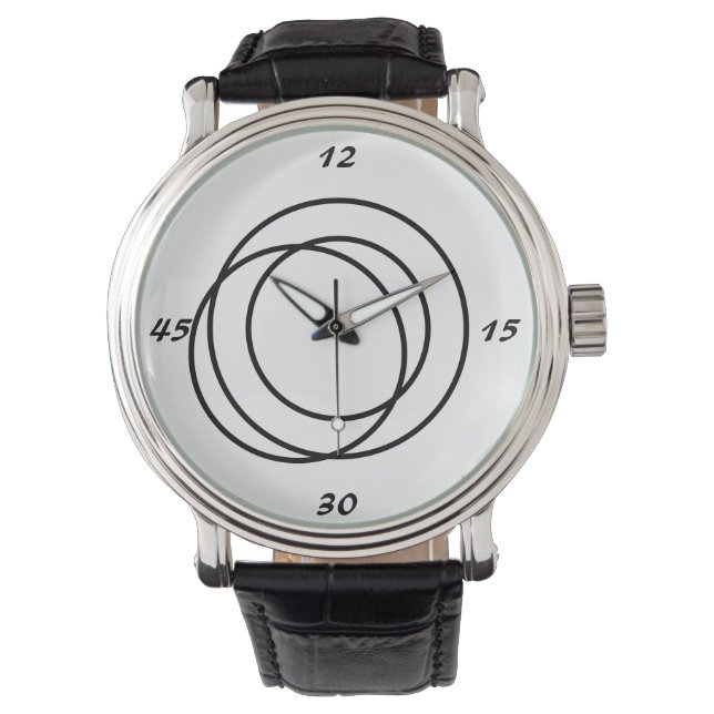 Zwart cirkelhorloge horloge (Voorkant)