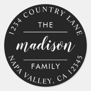 Zwart Cirkelschrift Maak Je Eigen Retouradres Ronde Sticker