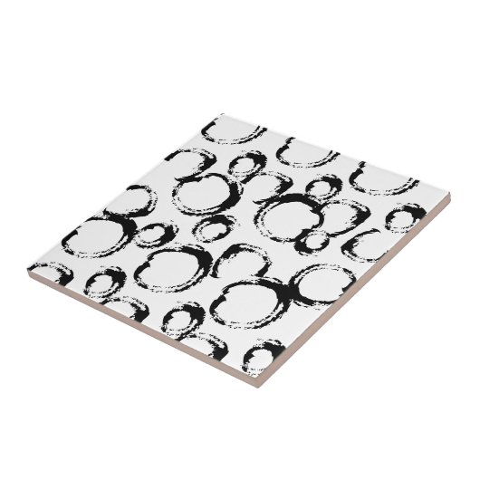 Zwart cirkelvormig ontwerp tegeltje (Zijkant)