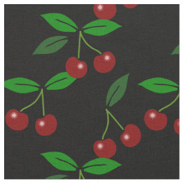 Zwart Classic Cherry Fruit en Leaf Stof