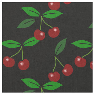 Zwart Classic Cherry Fruit en Leaf Stof