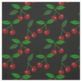 Zwart Classic Cherry Fruit en Leaf Stof (Swatch)