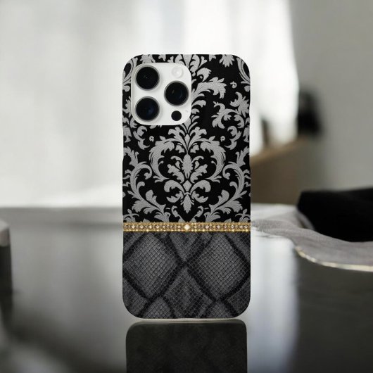 zwart Classic Damask Luxe Case-Mate iPhone Case
