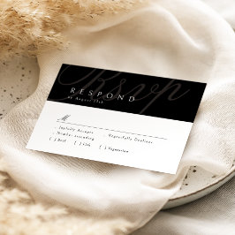 Zwart Classic Elegante Kalligrafie Bruiloft RSVP Kaartje
