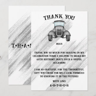 Zwart Classic Retro Auto Aquarel Bedankkaart