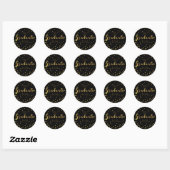 Zwart Classy Afstuderen Faux Gold Foil Confetti Ronde Sticker (Vel)