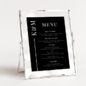 Zwart Clean Line Bruiloft Diner Menu