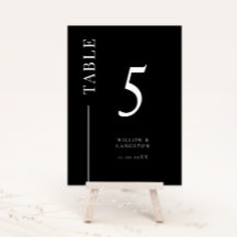 Zwart Clean Line Bruiloft Tafelnummer