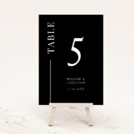 Zwart Clean Line Bruiloft Tafelnummer