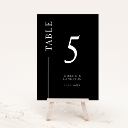 Zwart Clean Line Bruiloft Tafelnummer