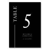 Zwart Clean Line Bruiloft Tafelnummer (Achterkant)