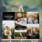 Zwart Clean Modern Initialen & 5 foto's Welkom Acryl Bord (Neutraal)