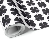 Zwart Clover mat inpakpapier klein (Rol Hoek)