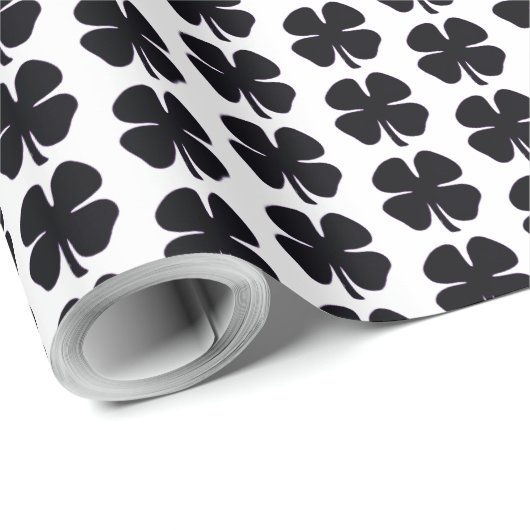 Zwart Clover mat inpakpapier klein (Rol Hoek)