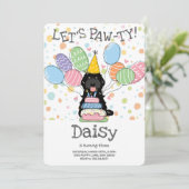 Zwart Cockapoo Cavapoo Hond Verjaardagsfeest Kaart (Staand voorkant)