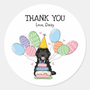 Zwart Cockapoo Cavapoo Verjaardagsgunst Tags Stick Ronde Sticker