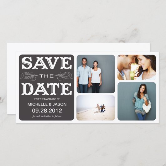 ZWART  COLLAGE | SLA DE DATUM VAN AANKONDIGING OP (Voorkant / Achterkant)