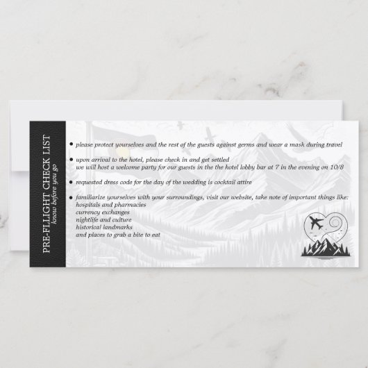 Zwart Colorado Bruiloft Boarding Pass uitnodigen (Achterkant)