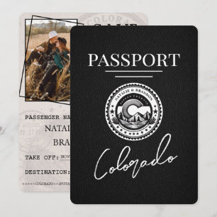Zwart Colorado Passport De datum opslaan Save The Date