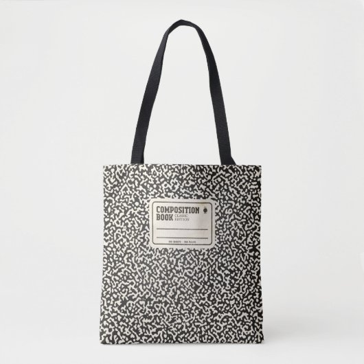 Zwart Compositie Notitieboek met Label Tote Bag (Voorkant)
