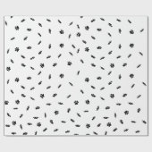 Zwart Confetti Dog Paw Print Patroon Aangepast Cadeaupapier (Vlak)