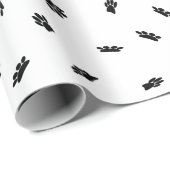 Zwart Confetti Dog Paw Print Patroon Aangepast Cadeaupapier (Rol Hoek)