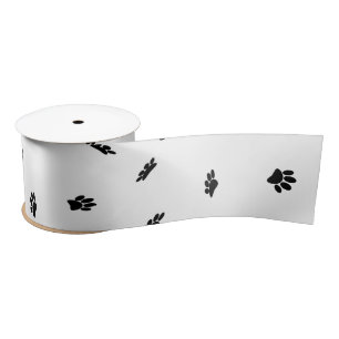 Zwart Confetti Dog Paw Print Patroon Aangepast Satijnen Lint