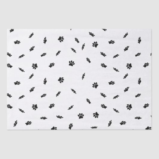 Zwart Confetti Dog Paw Print Patroon Aangepast Tissuepapier (Voorkant)