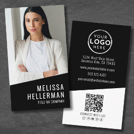 Zwart Contemporary Foto QR Code Logo Verticaal Visitekaartje