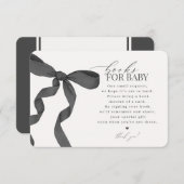 Zwart Coquette Bow Boeken voor Baby Invite invoege Informatiekaartje (Voorkant / Achterkant)