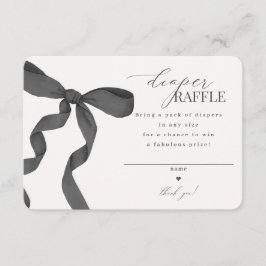 Zwart Coquette Bow Diaper Raffle uitnodiging invoe Informatiekaartje