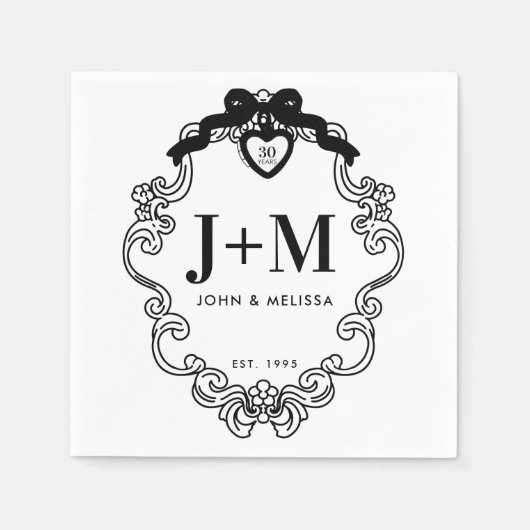 Zwart Coquette Bow Jubileum Servet (Voorkant)
