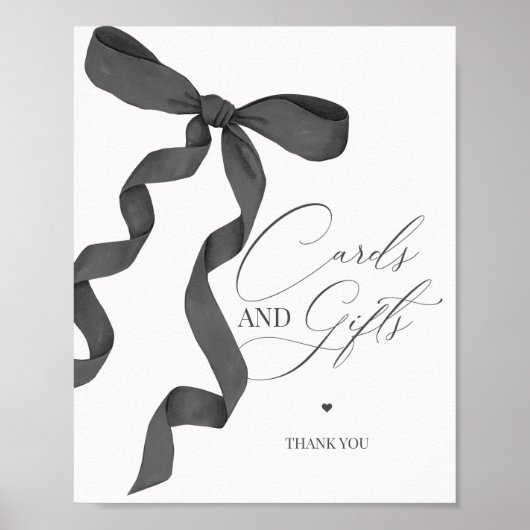 Zwart Coquette Bow Kaarten en geschenken Party Sig Poster (Voorkant)