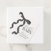 Zwart Coquette Bow Meisje Baby shower Bedankjes Labels (In situ)