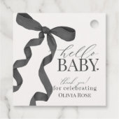 Zwart Coquette Bow Meisje Baby shower Bedankjes Labels (Achterkant)