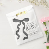 Zwart Coquette Bow Meisje Baby shower Dessert Bedankzakje (Gezegeld)