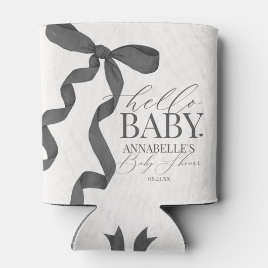 Zwart Coquette Bow Meisje Baby shower Dessert Favo Blikjeskoeler (Achterkant)