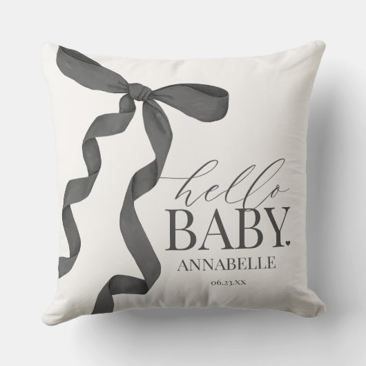 Zwart Coquette Bow Meisje Baby shower Gift Kussen (Achterkant)
