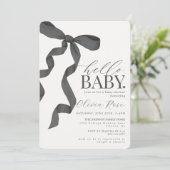 Zwart Coquette Bow Meisje Baby shower Invite (Staand voorkant)