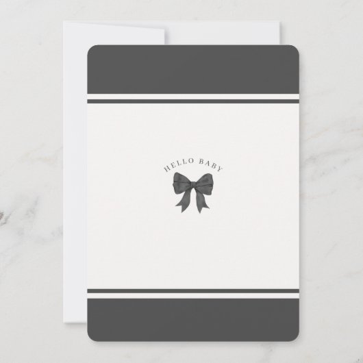 Zwart Coquette Bow Meisje Baby shower Invite (Achterkant)