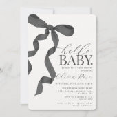 Zwart Coquette Bow Meisje Baby shower Invite (Voorkant)