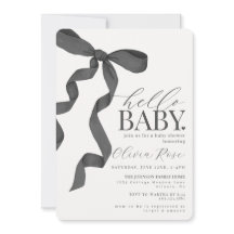 Zwart Coquette Bow Meisje Baby shower Invite