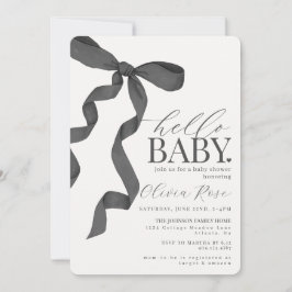 Zwart Coquette Bow Meisje Baby shower Invite