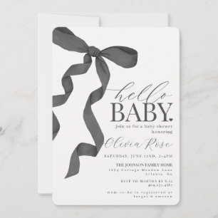 Zwart Coquette Bow Meisje Baby shower Invite