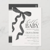 Zwart Coquette Bow Meisje Baby shower Invite Briefkaart (Voorkant / Achterkant)