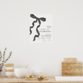 Zwart Coquette Bow Meisje Verjaardag Welkomstbord Poster (Keuken)