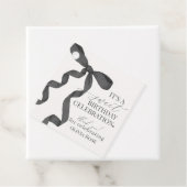 Zwart Coquette Bow Meisje Verjaardagsfeest Bedankjes Labels (In situ)